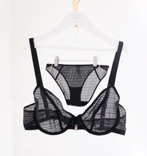 Line mesh balconette [Black]