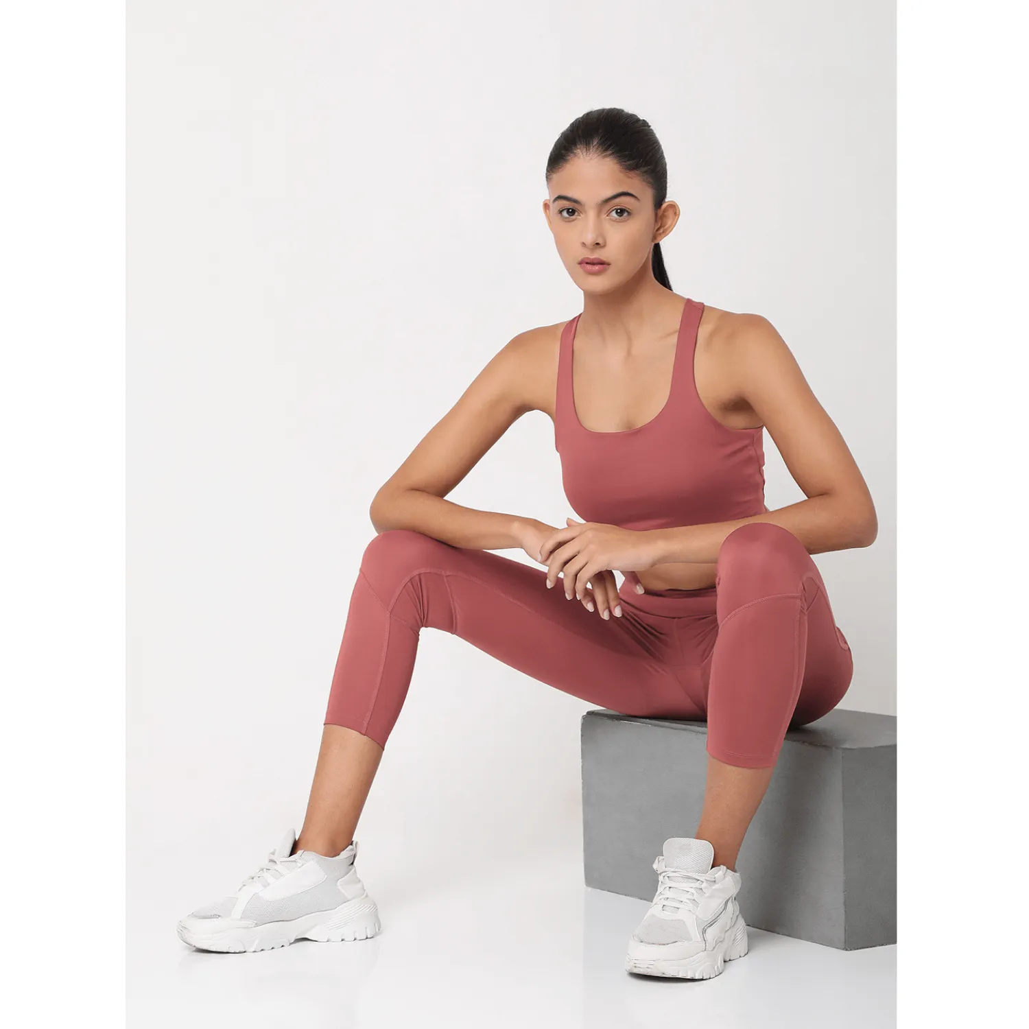 Marsala High Impact Action Bra & 7/8 Leggings