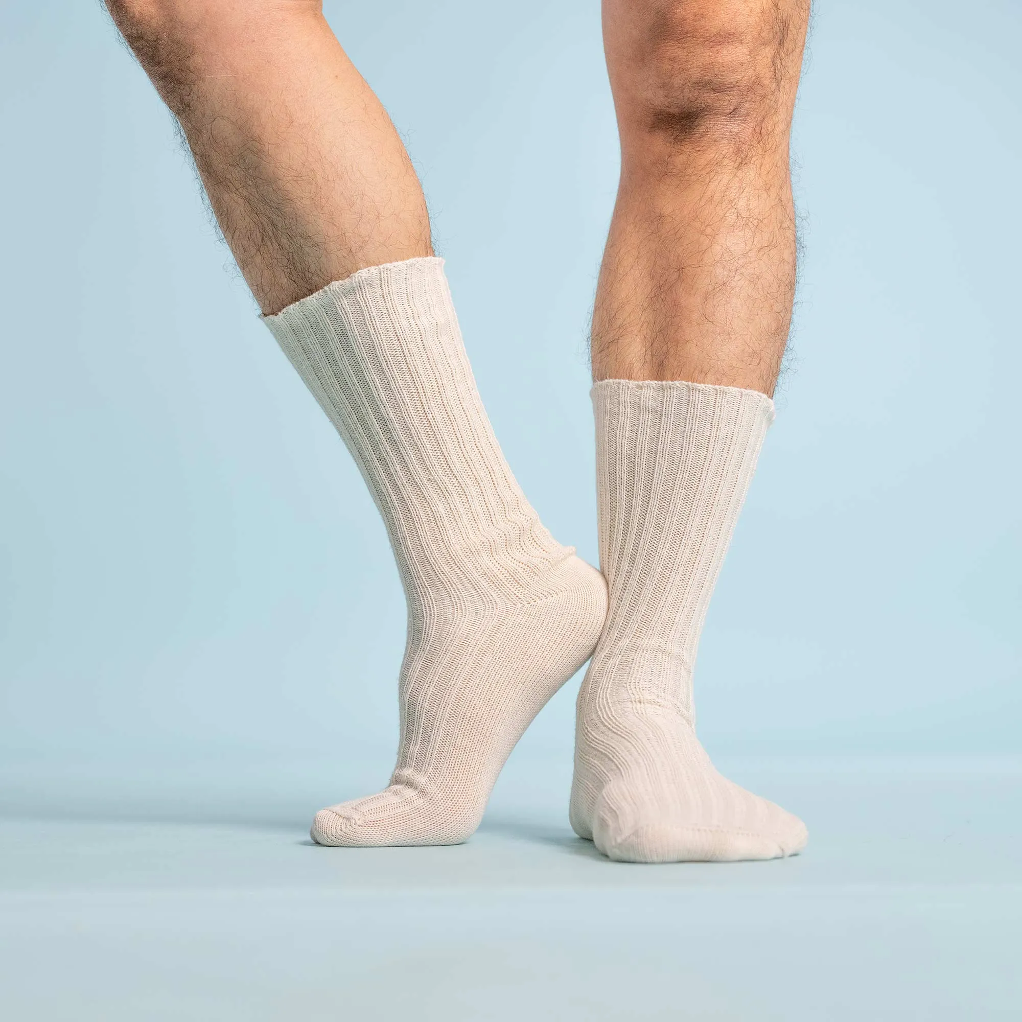 MEADOWVALLEY Elastic-free Organic Linen Crew Socks (with Organic Cotton) (No Polyester, No Latex, No Spandex, No Nylon, No Polyamide, No Plastic, No Synthetics) (100% Biodegradable)