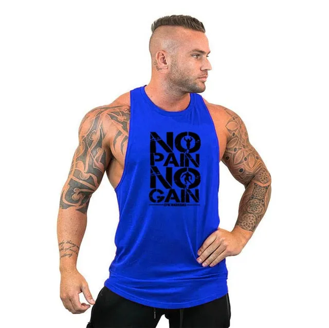 Mens Bodybuilding Hooded Cotton Sleeveless Fitness Workout Sportswear Tank Top