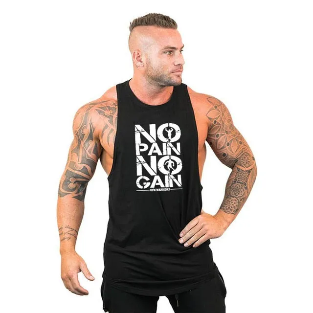 Mens Bodybuilding Hooded Cotton Sleeveless Fitness Workout Sportswear Tank Top