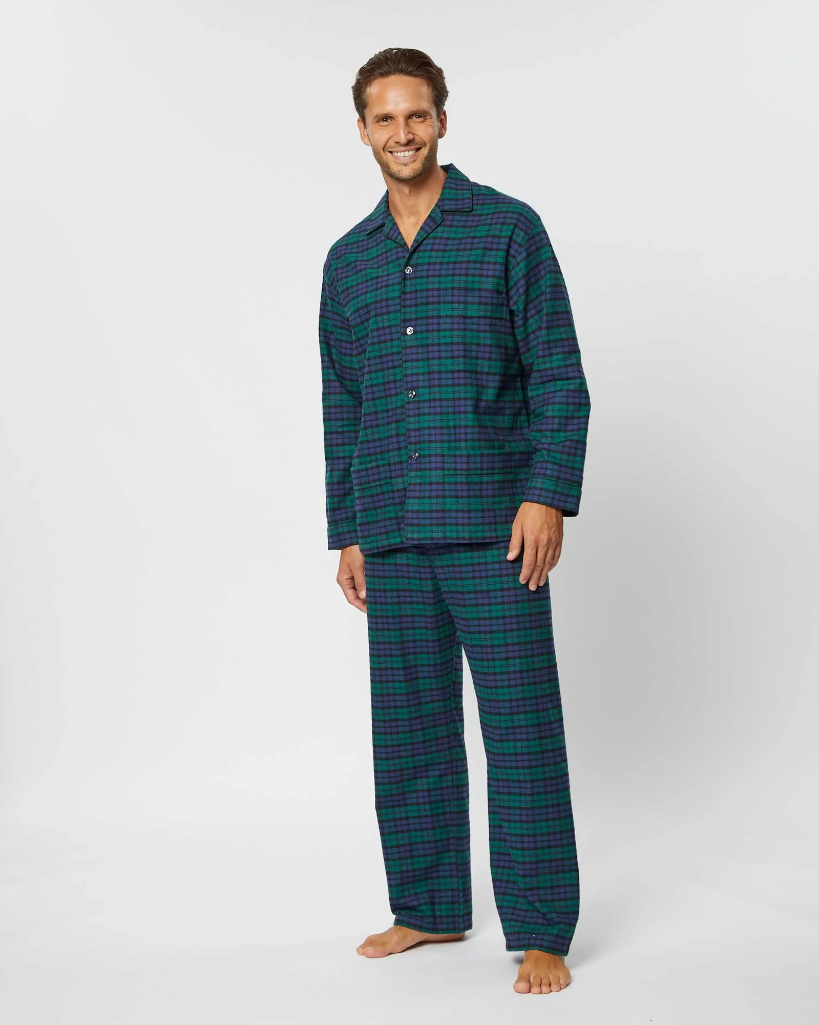 Men's Brushed Cotton Pajamas - Litton Blackwatch Tartan