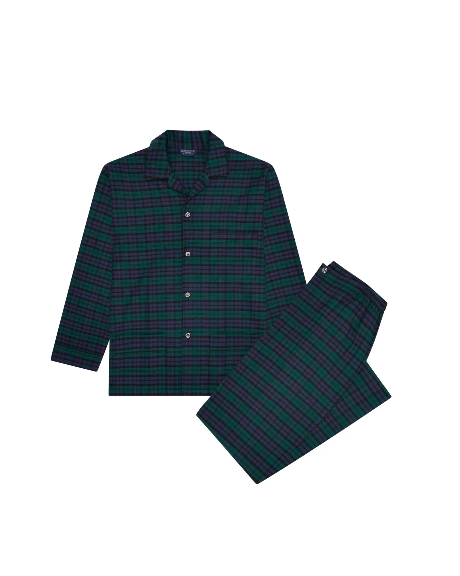 Men's Brushed Cotton Pajamas - Litton Blackwatch Tartan