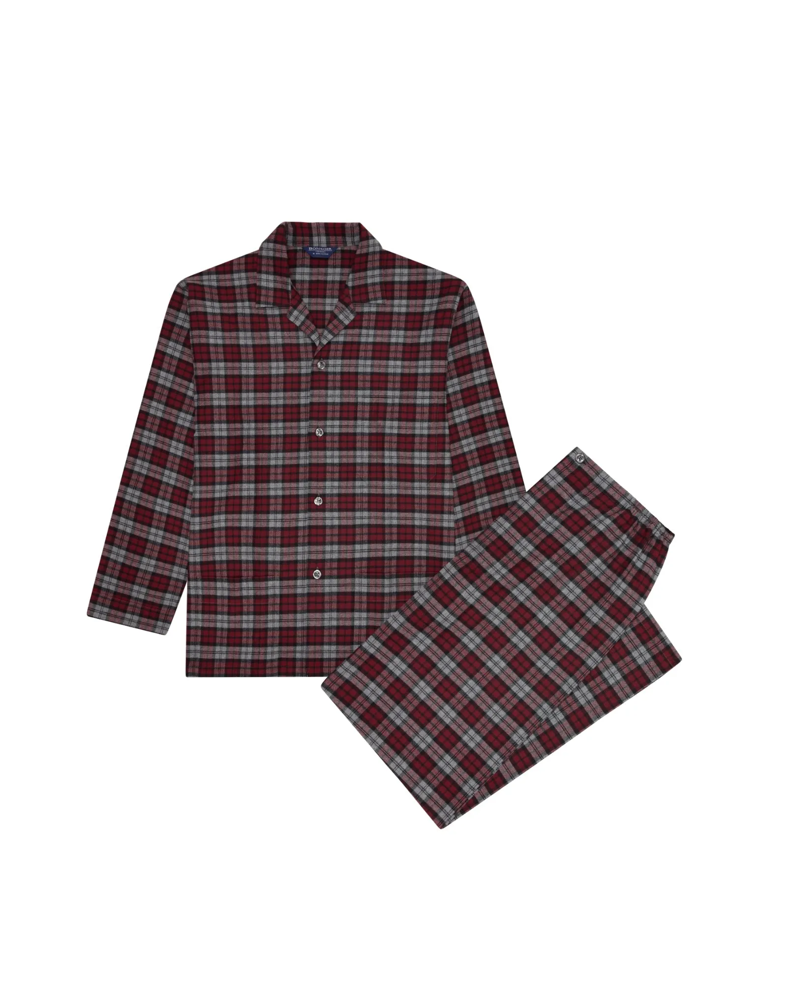 Men's Brushed Cotton Pajamas - Litton Burgundy Tartan