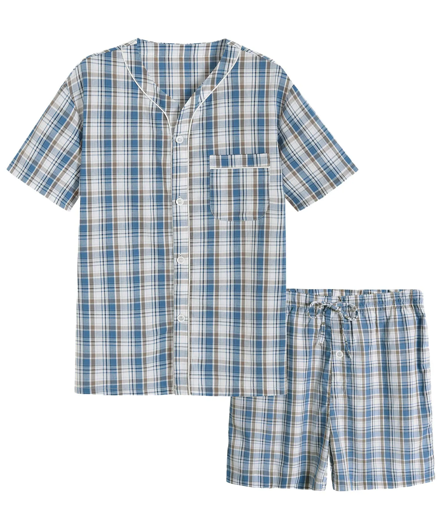 Men's Summer Cotton Pajamas Shorts Set