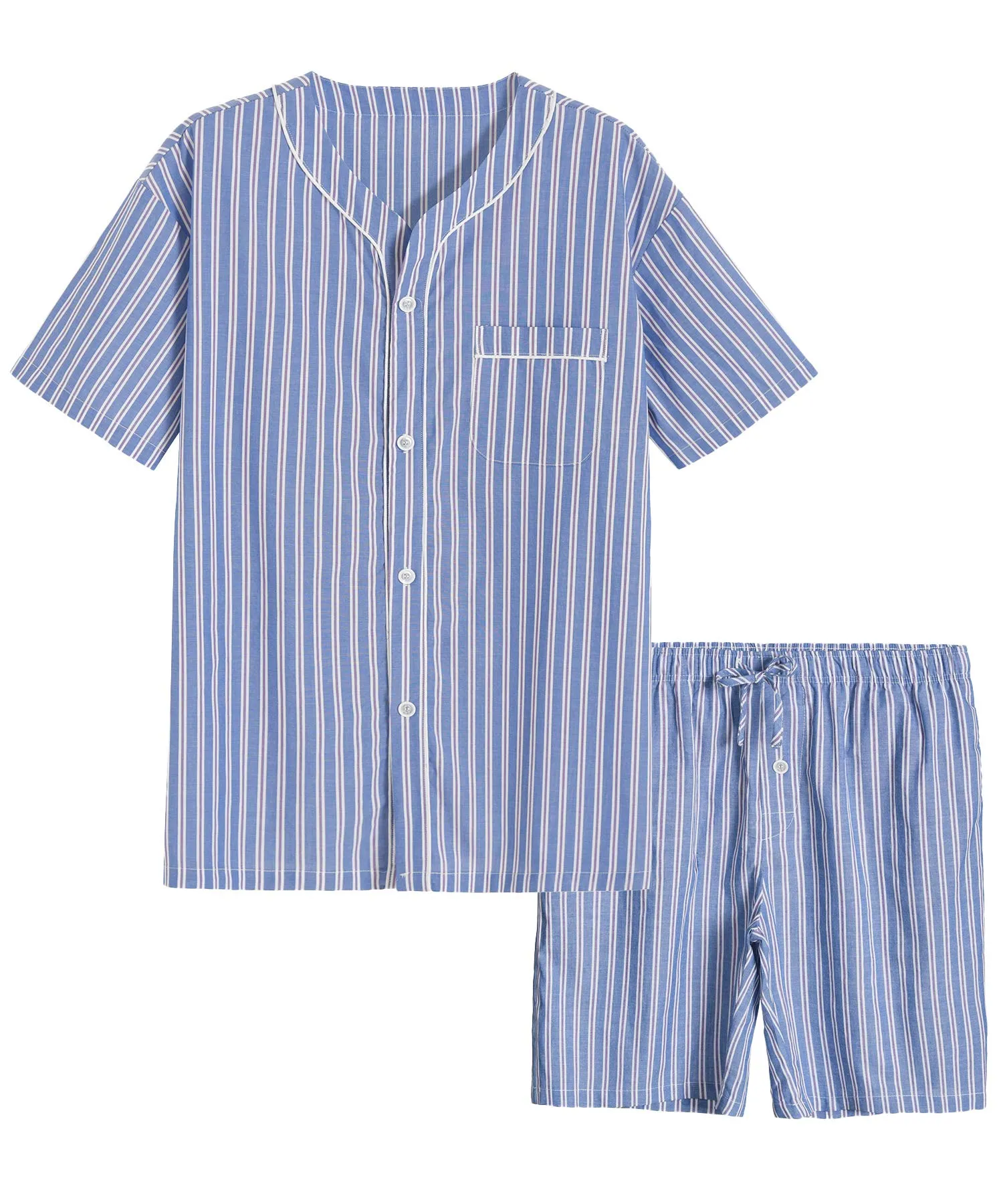 Men's Summer Cotton Pajamas Shorts Set