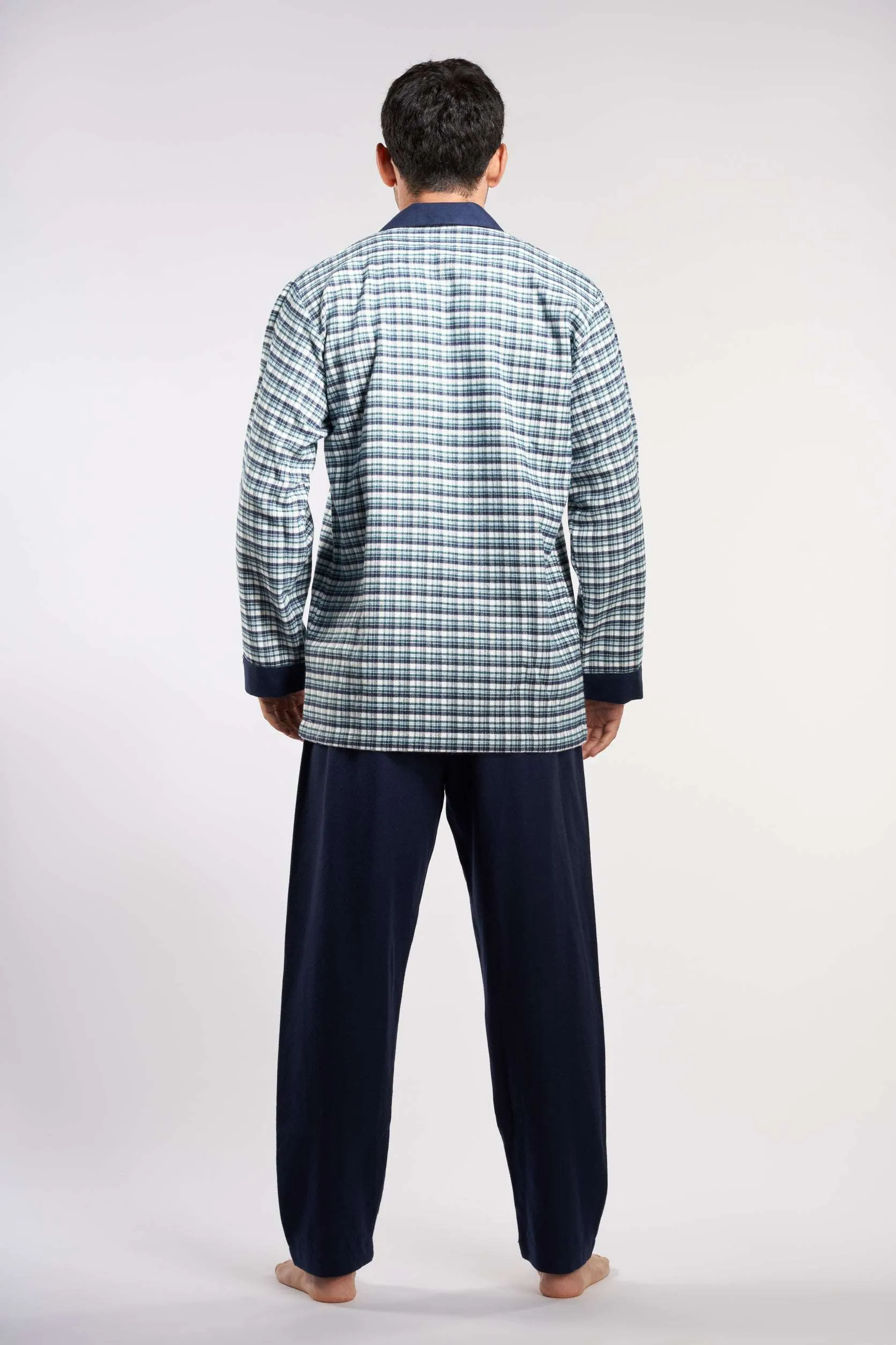 NAGA HOMME Dark Blue-Red Checks Two-Piece Men's Pajama