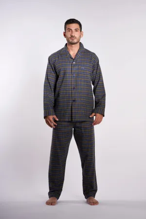 NAGA HOMME Olive Green Checks 2-Piece Men's Pajama