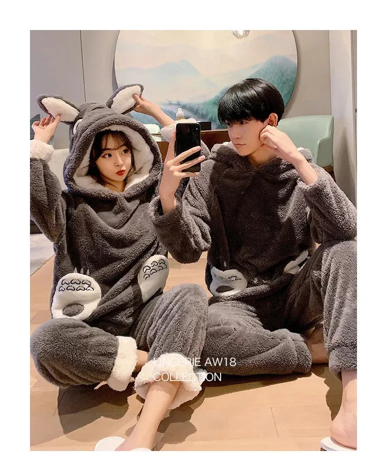 New 2022 Couple Pajamas Set Women's Thickened Fleece-lined Coral Velvet Couple Sleepwear For Spring Autumn Winter Homewear