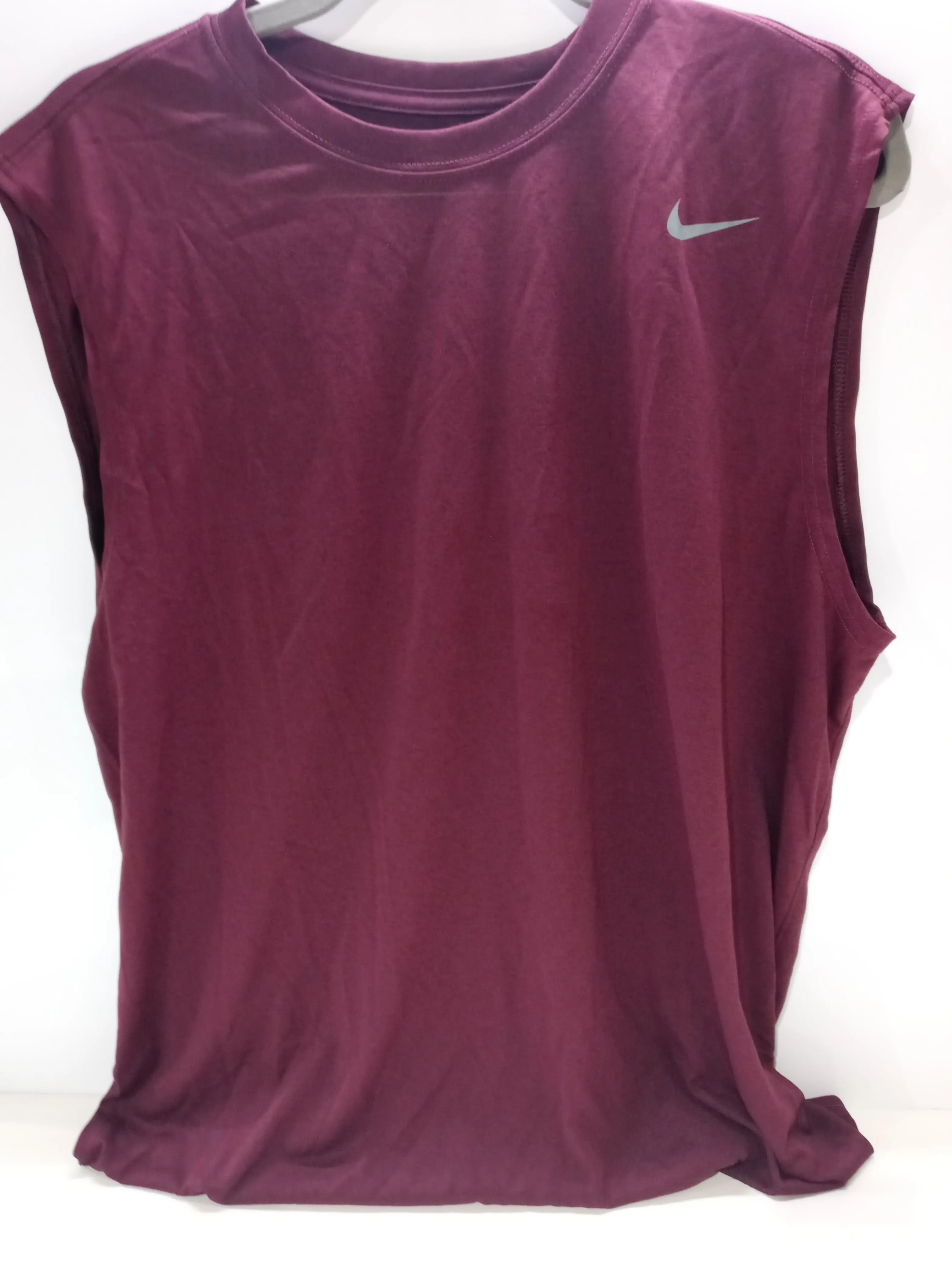 NIKE Legend Sleeveless Shirt (L, Deep Maroon/Cool Grey)