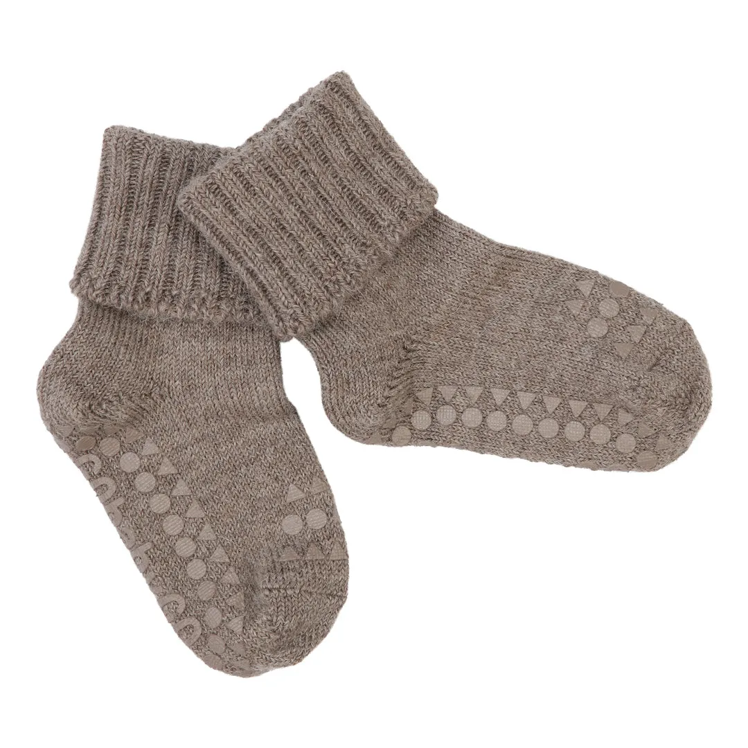 Non-Slip Grip Socks - Alpaca - Walnut