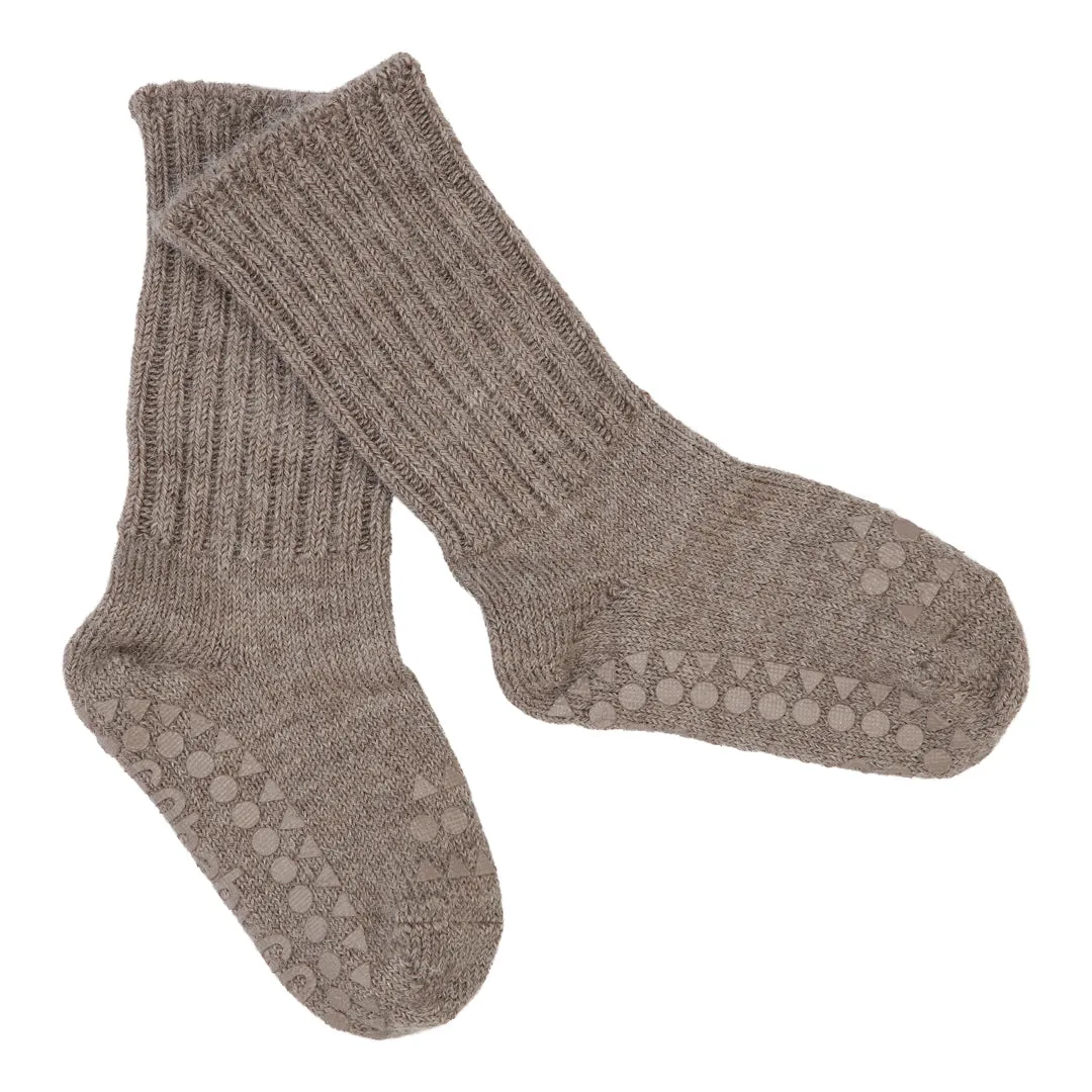 Non-Slip Grip Socks - Alpaca - Walnut