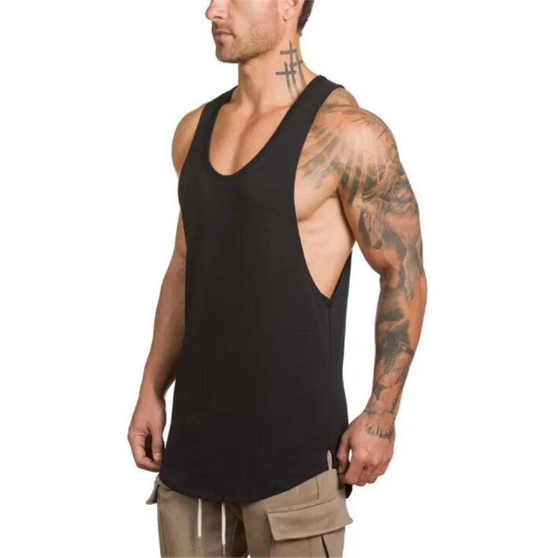 Nsqured Solid Cotton Gym Stringer Tank Top for Men