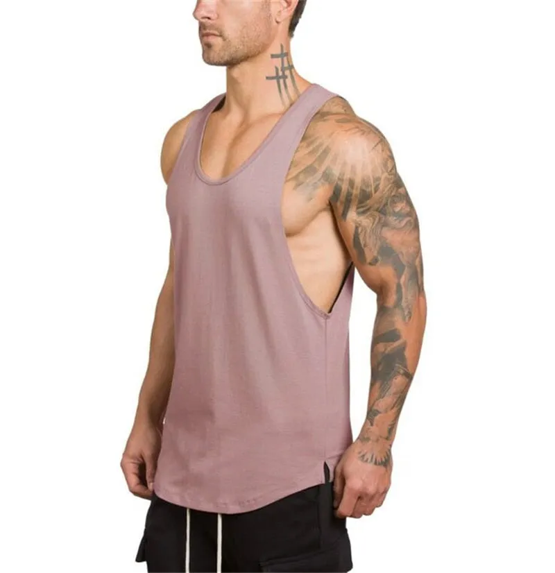 Nsqured Solid Cotton Gym Stringer Tank Top for Men