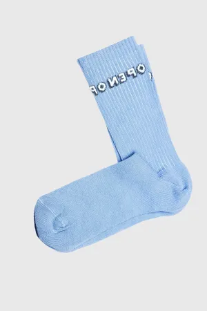 OPEN | Blue Ribbed Cotton Socks