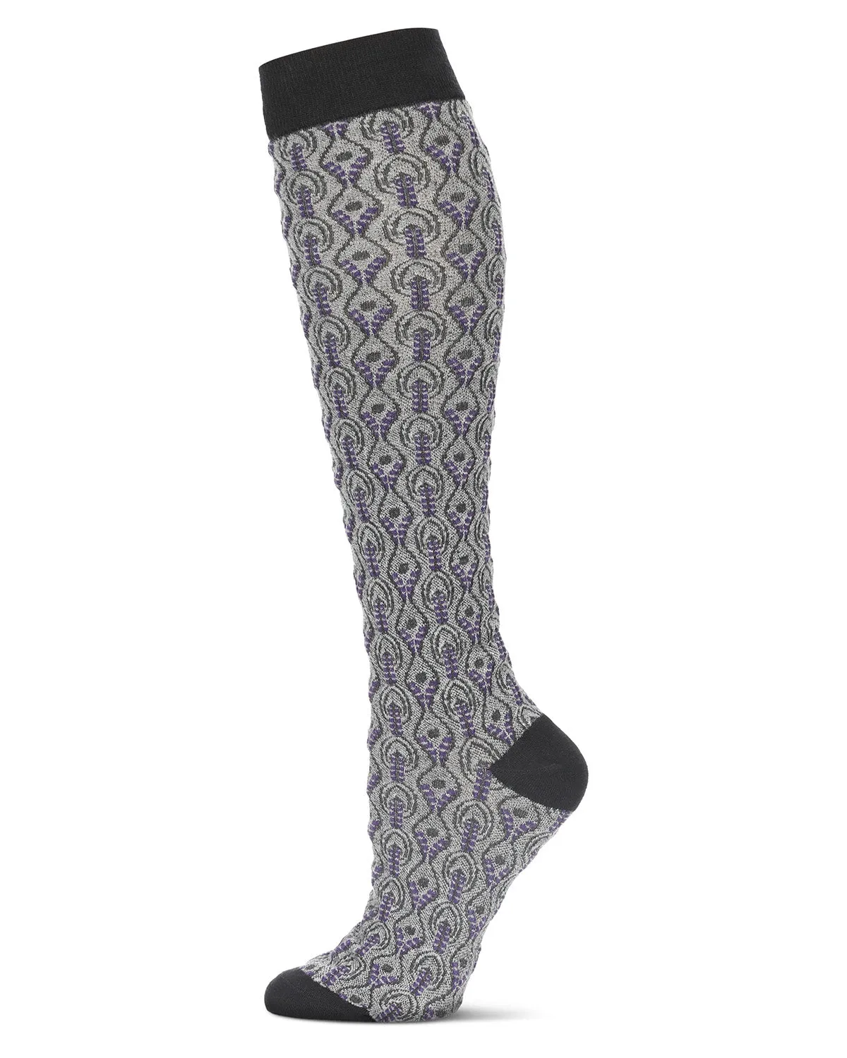 Peacock Print Cotton Blend Knee High Socks