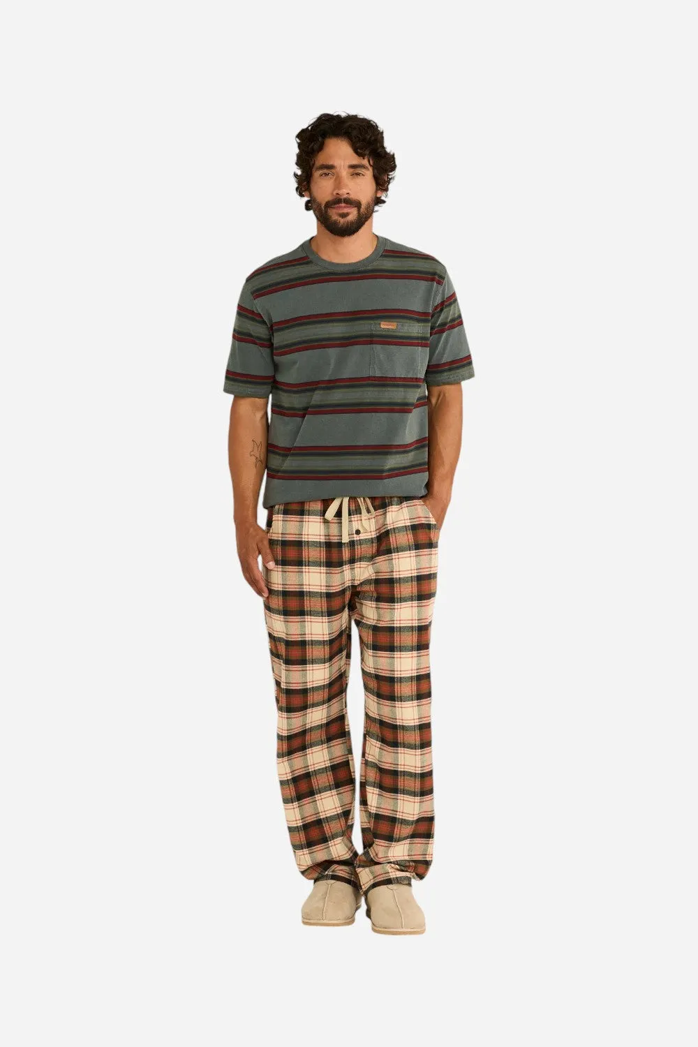 Pendleton Plaid Flannel Pajama Pant in Tan/Black/Brick