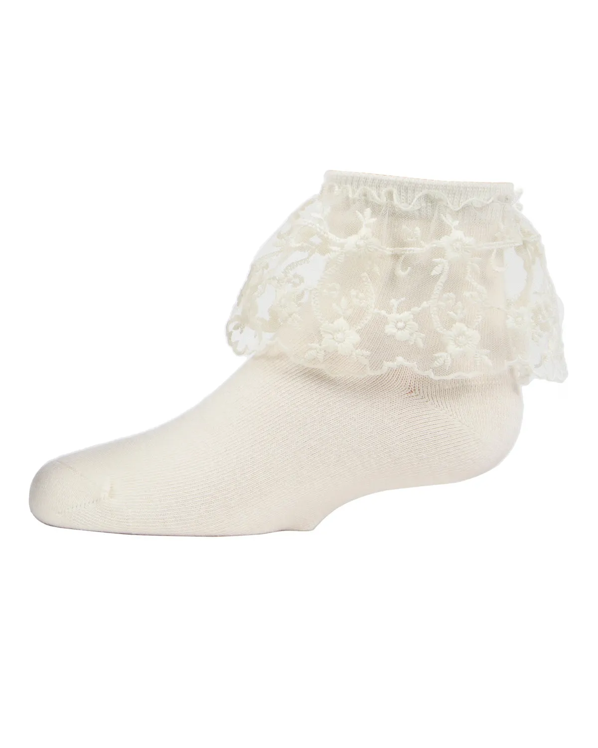 Petite Floral Lace Cotton Blend Anklet Socks