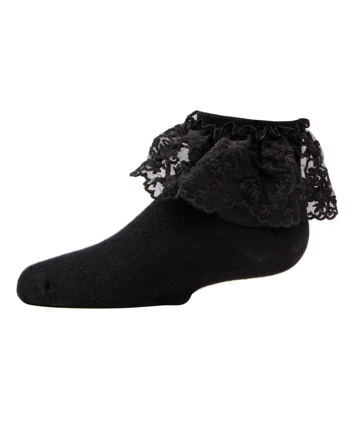 Petite Floral Lace Cotton Blend Anklet Socks