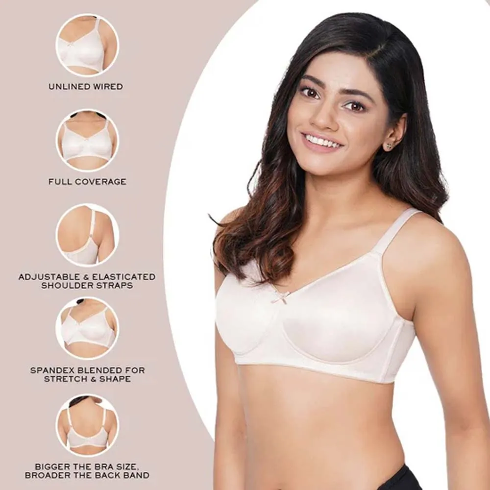 Pixie Non Padded Non-Wired Full Cup Everyday Wear Plus Size Full Support Minimizer Bra - Beige