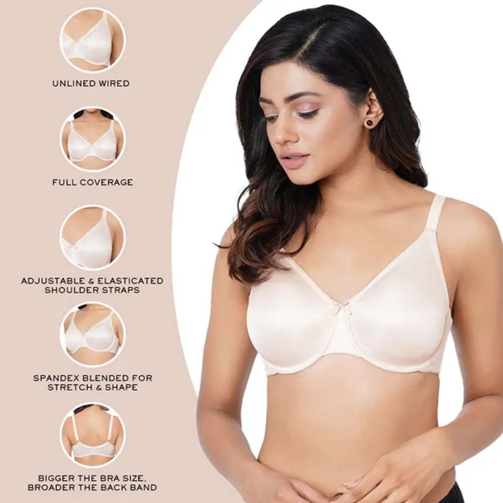 Pixie Non Padded Wired Full Cup Everyday Wear Plus Size Full Support Minimizer Bra - Beige