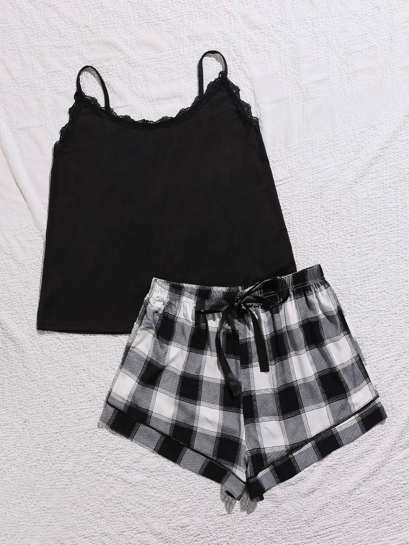 Plus Scoop Neck Cami Shorts Pajamas