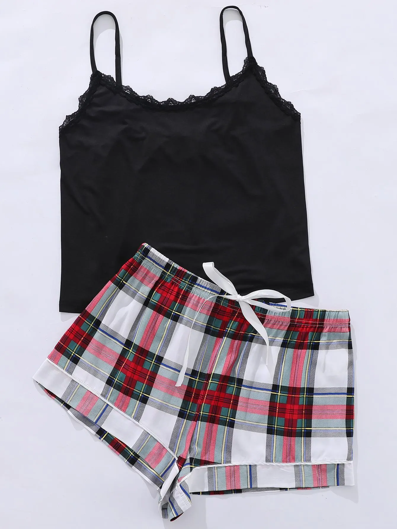 Plus Scoop Neck Cami Shorts Pajamas