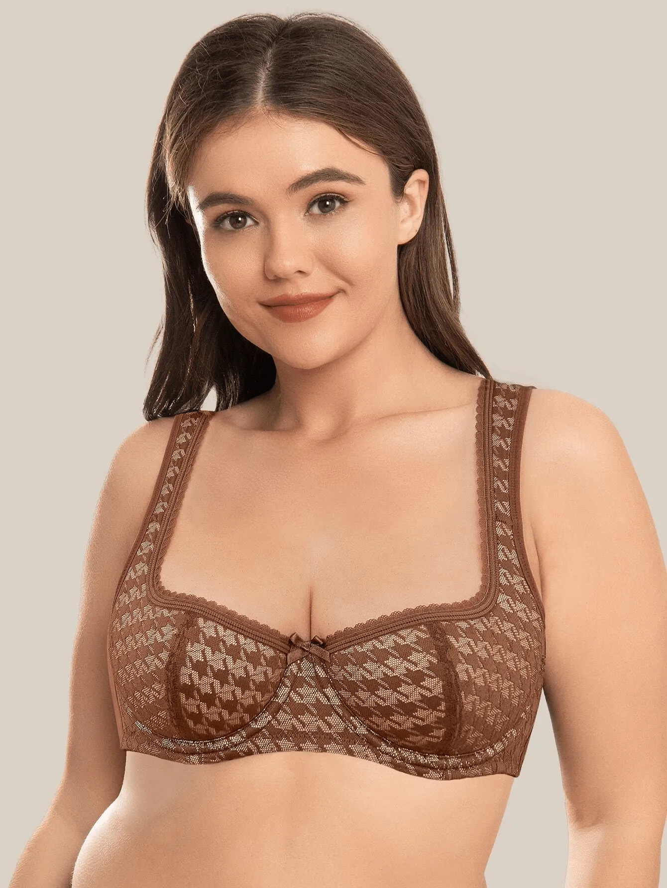 Push Up Balconette Half Cup Underwire Bra Brown