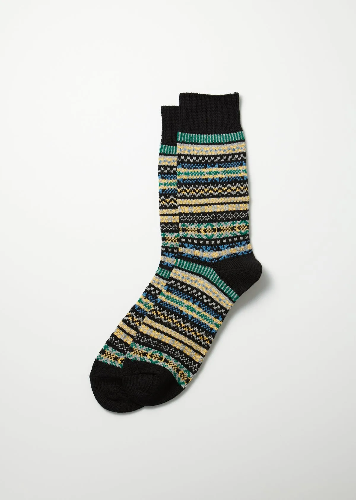 R1478 Jacquard Crew Sock Black