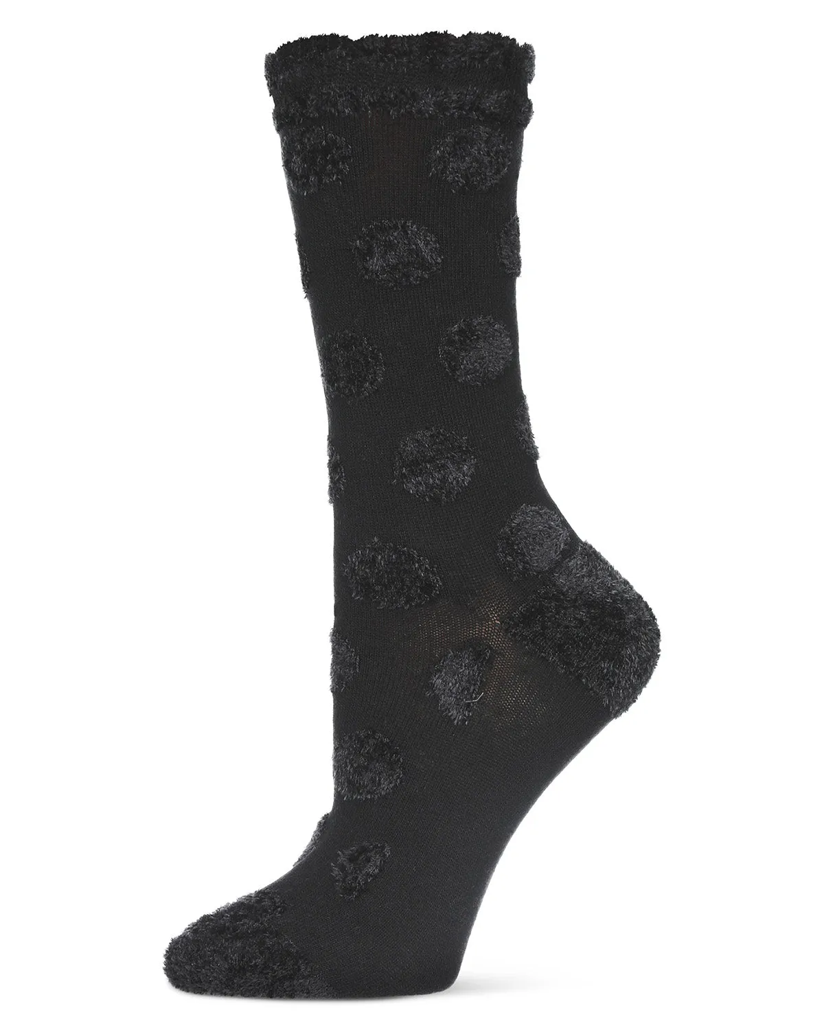 Raised Polka Dot Cotton Blend Crew Sock