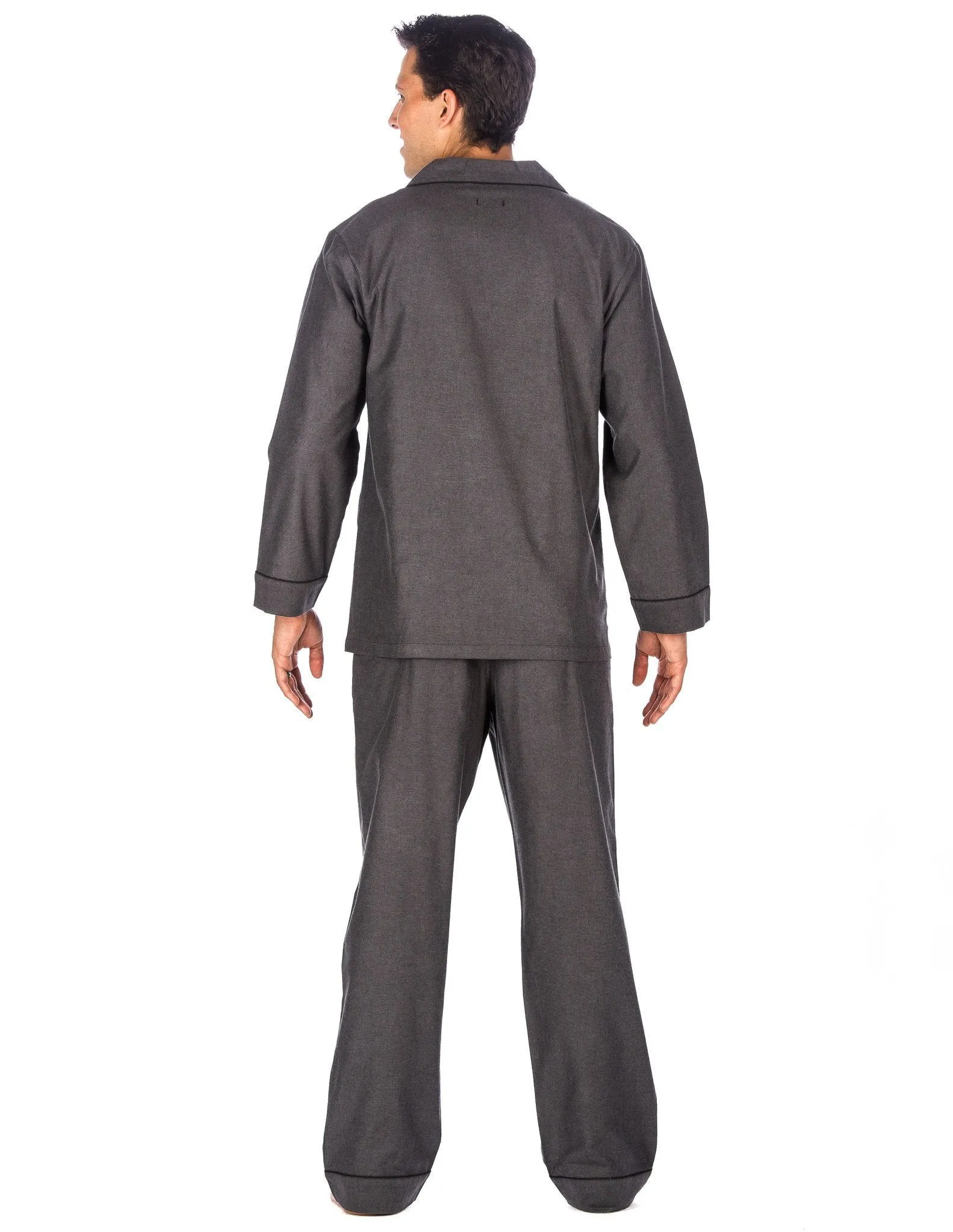 Relaxed Fit Men's Premium 100% Cotton Flannel Pajama Sleepwear Set - Dark Grey