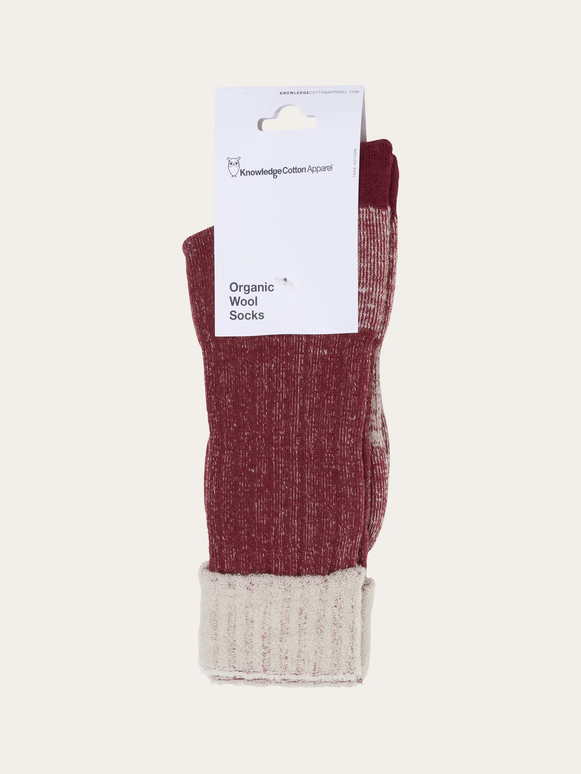 Single pack low terry wool sock - Rhubarb