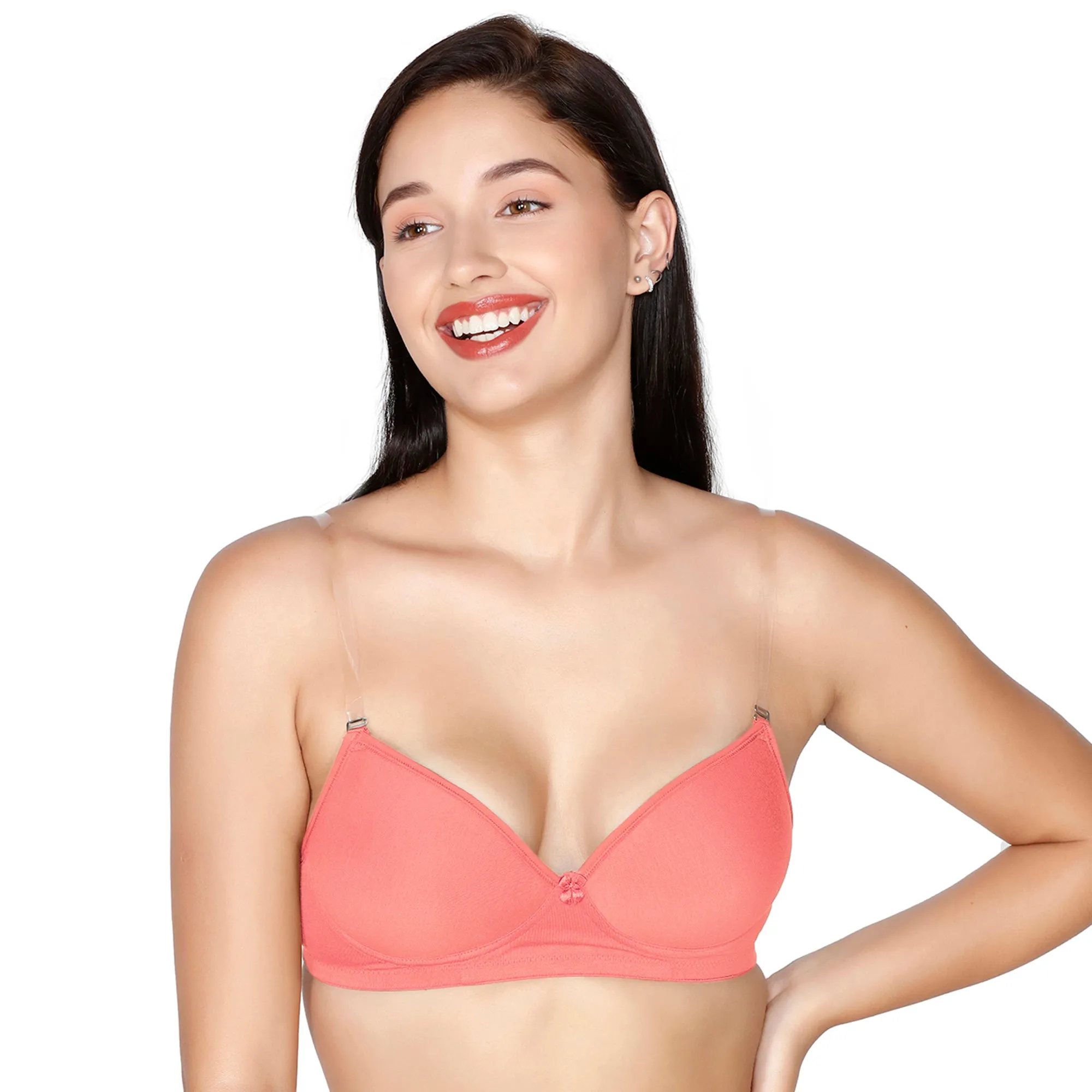 Slick - Cotton Mold Padded T-shirt Bra Peach