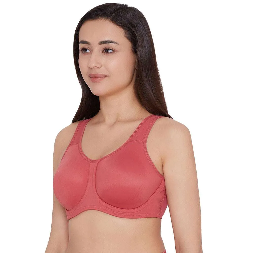 Sport Non Padded Wired Full Coverage Full Support High Intensity Sports Bra -Red