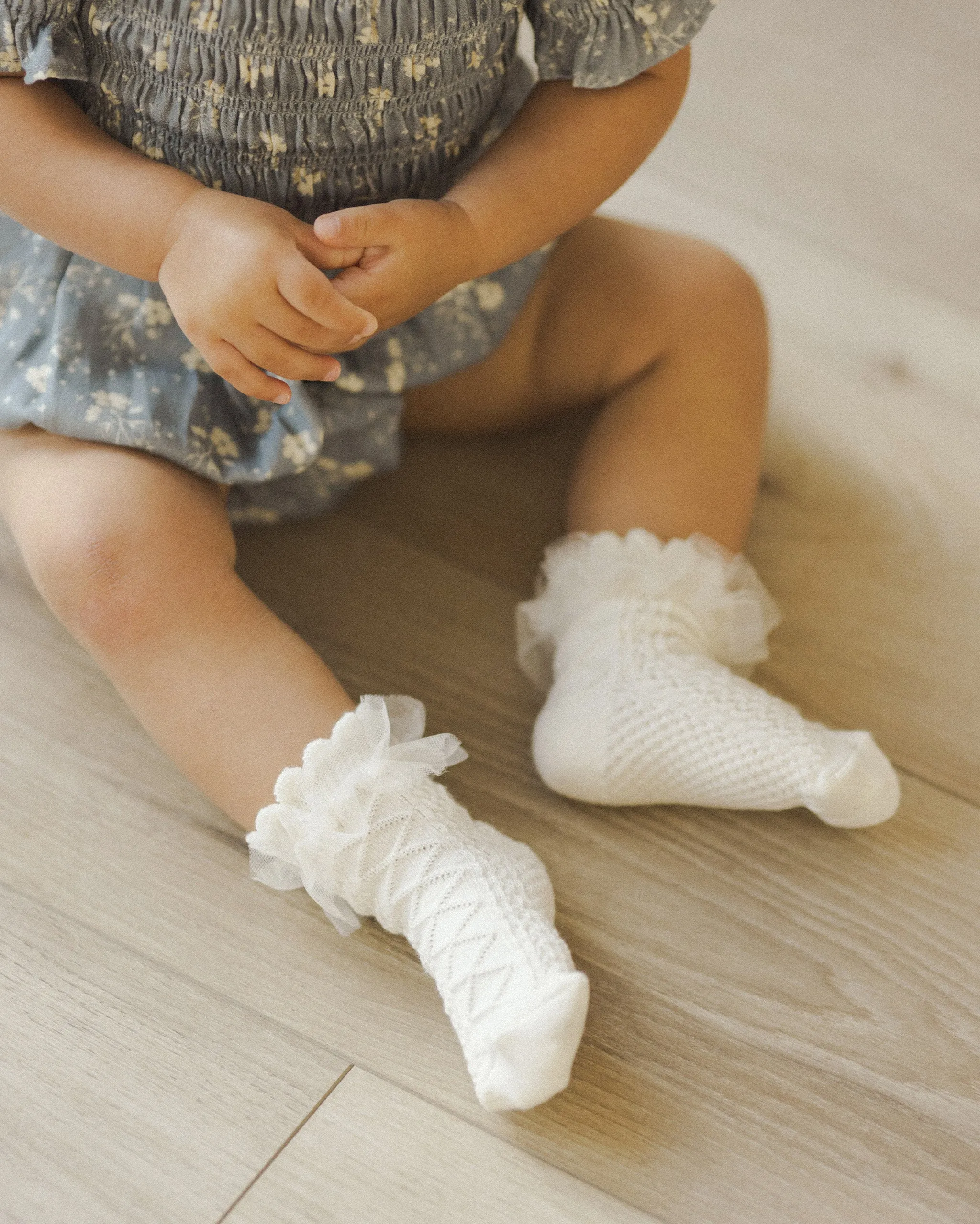 The Ruffle Sock SET of 2 by Noralee - Ivory   Golden - KIDS