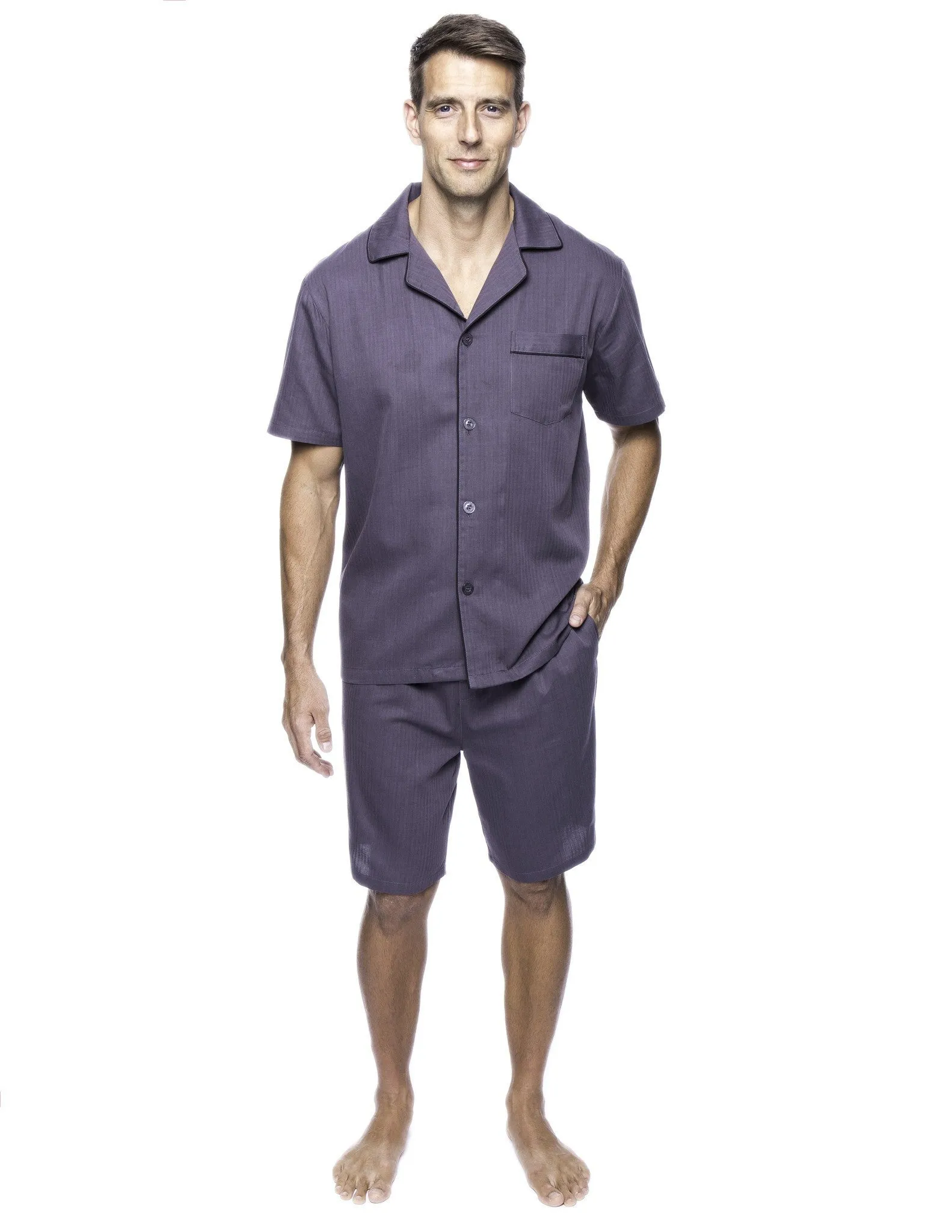 Twin Boat Men's 100% Woven Cotton Short Pajama Sleepwear Set