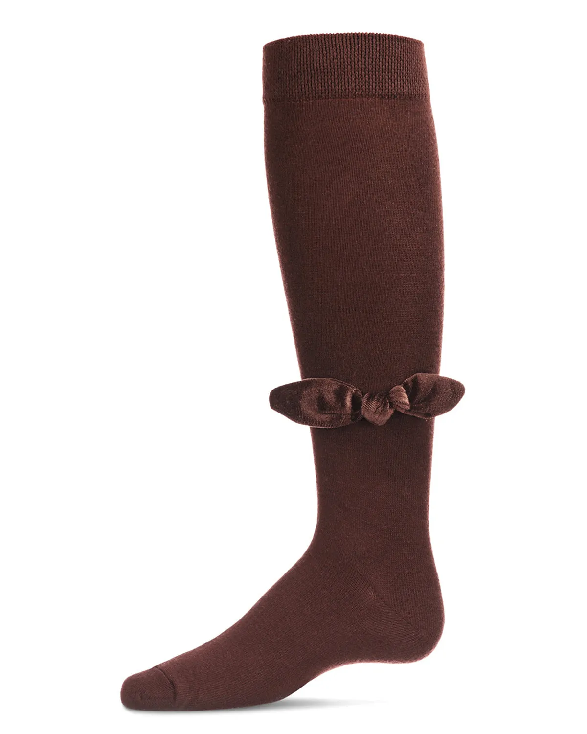 Velvet Bow Cotton Blend Knee High Sock