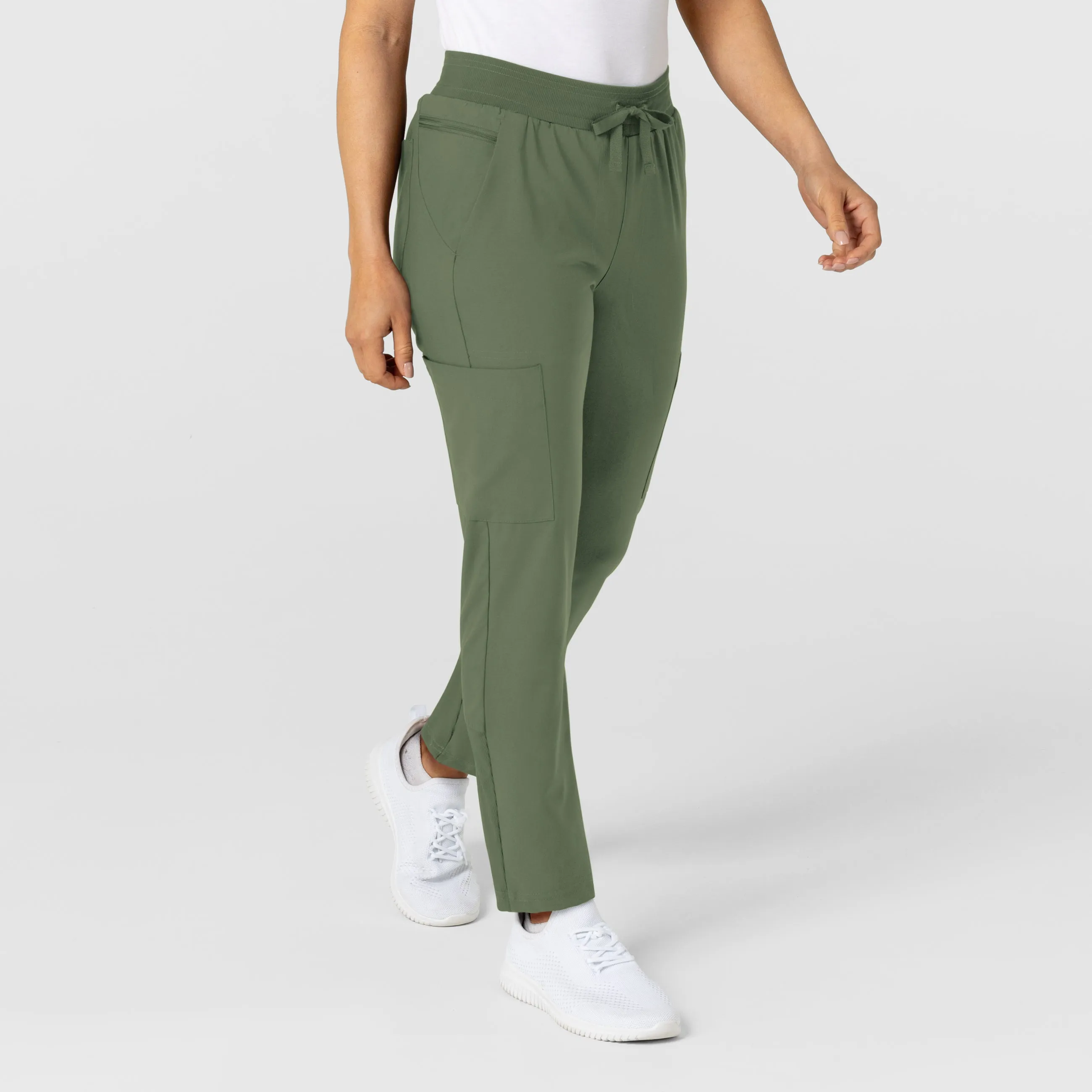 W123 Women's Flex-n-Reach Track Scrub Pant - Olive