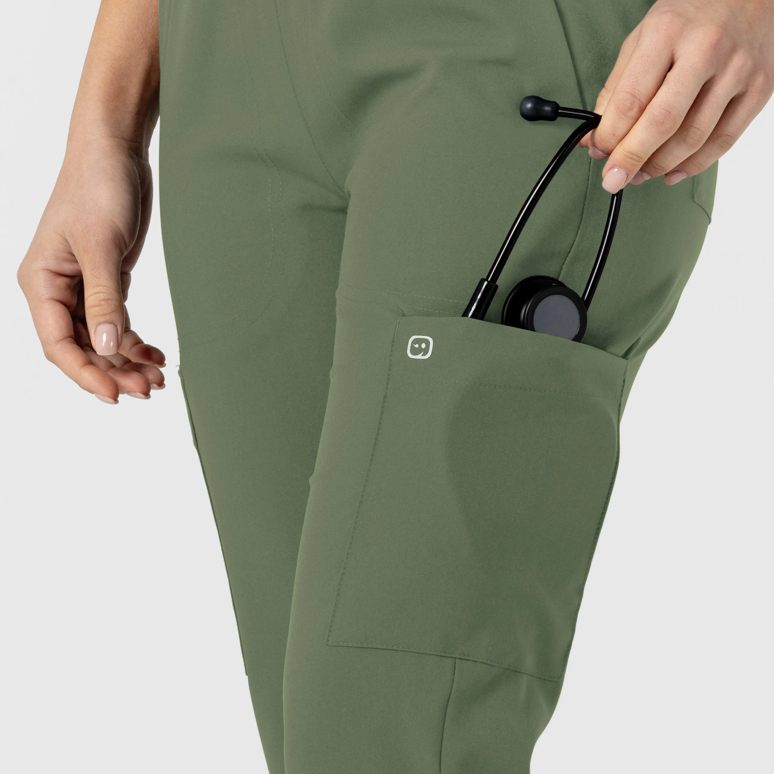 W123 Women's Flex-n-Reach Track Scrub Pant - Olive