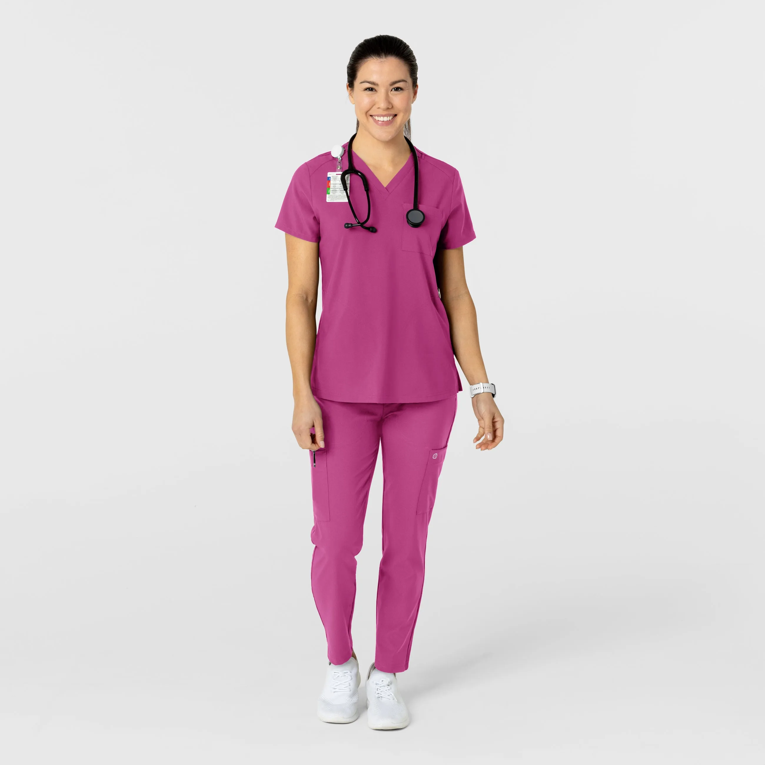 W123 Women's Flex-n-Reach Track Scrub Pant - Raspberry