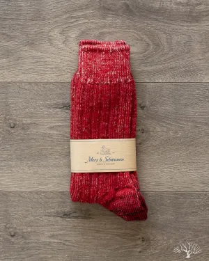 W72 Organic Wool Socks - Red/Nature