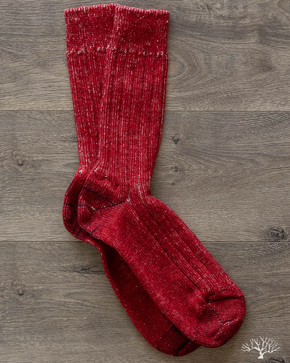 W72 Organic Wool Socks - Red/Nature