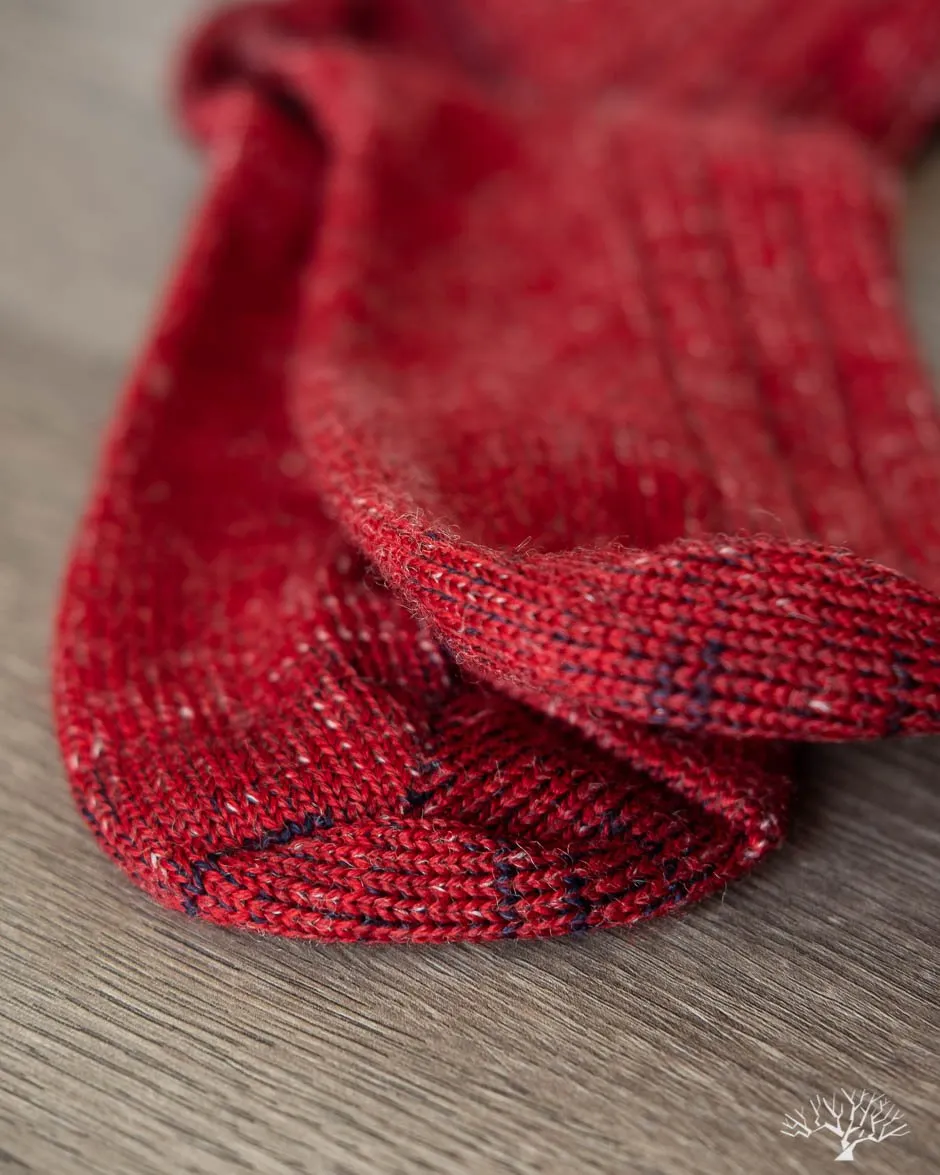 W72 Organic Wool Socks - Red/Nature