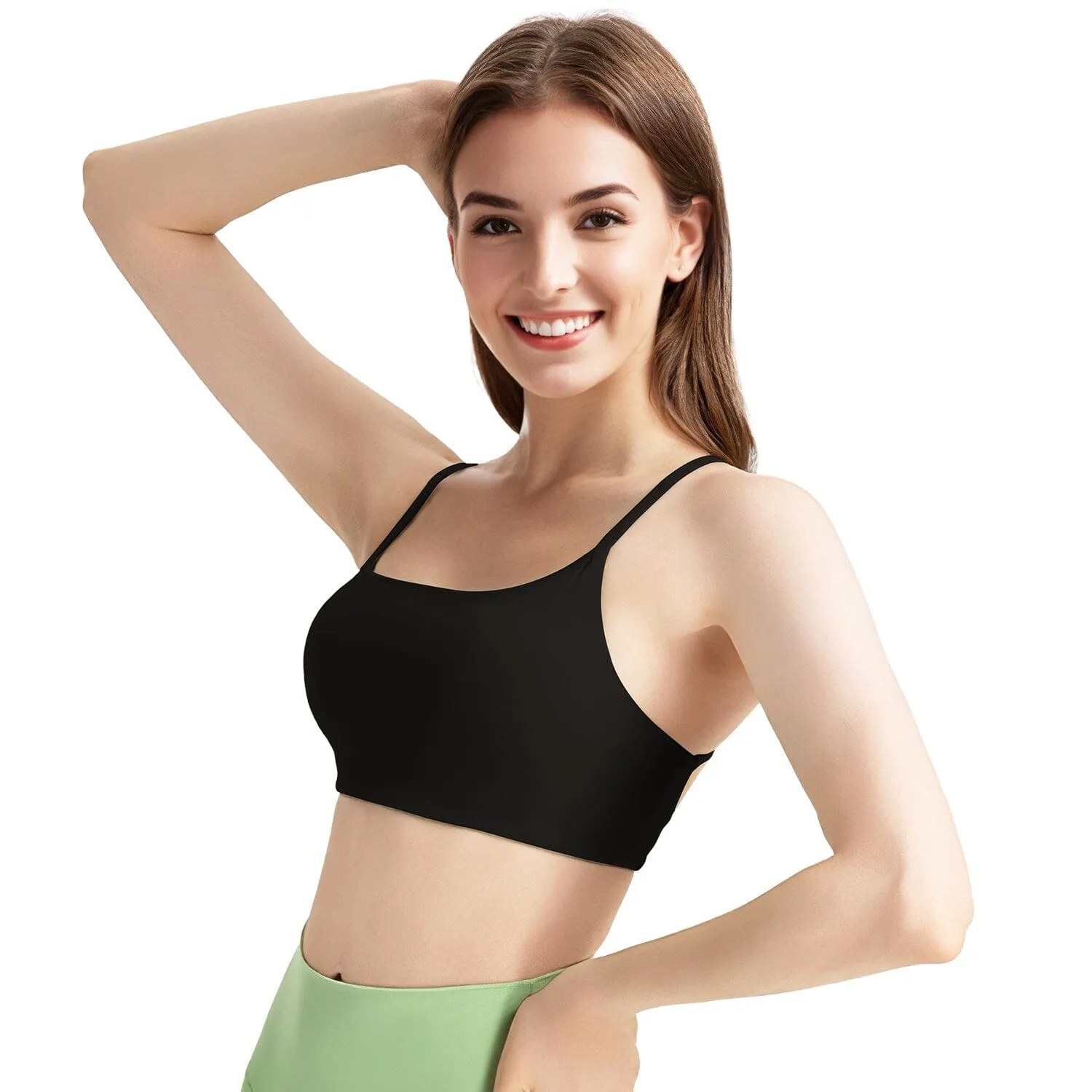 Women Cross Back Sport Bras Padded with Removable Pads Thin Straps