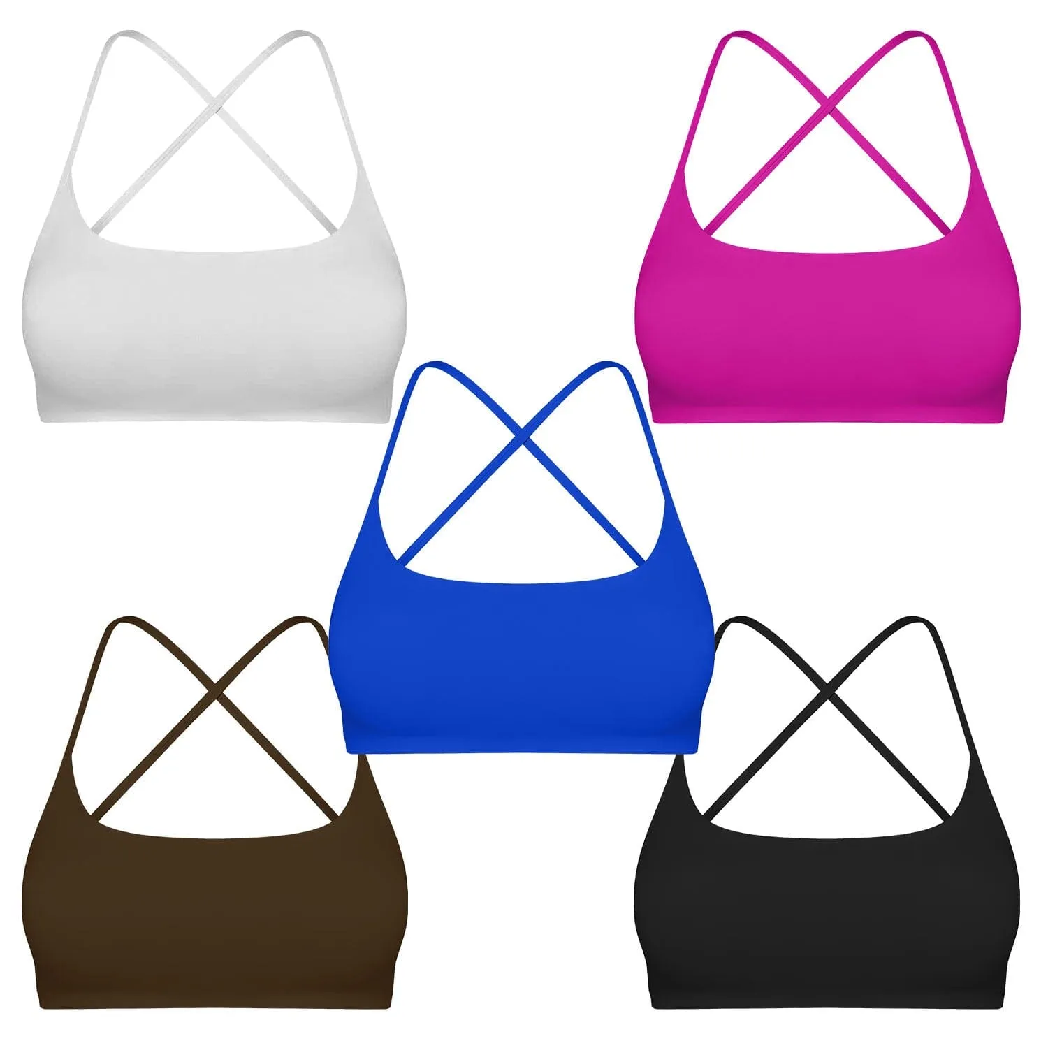 Women Cross Back Sport Bras Padded with Removable Pads Thin Straps