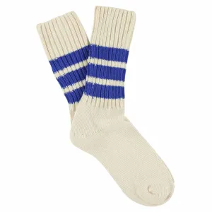 Women Stripes Crew Socks - Ecru / Bright Blue