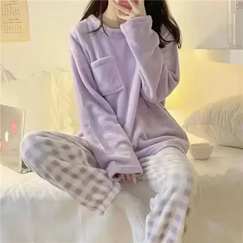 Women's Fleece Pajamas - Cute Animal Print Sleepwear Set