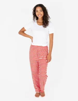 Women's Fleece Red & White Stripes Pants