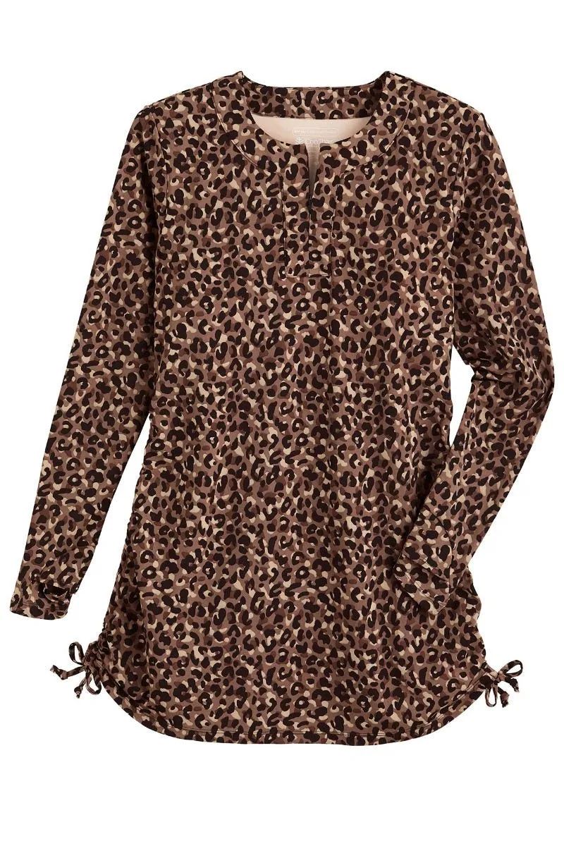 Women's Hokulani Ruche Swim Shirt  |  Brown Cheetah