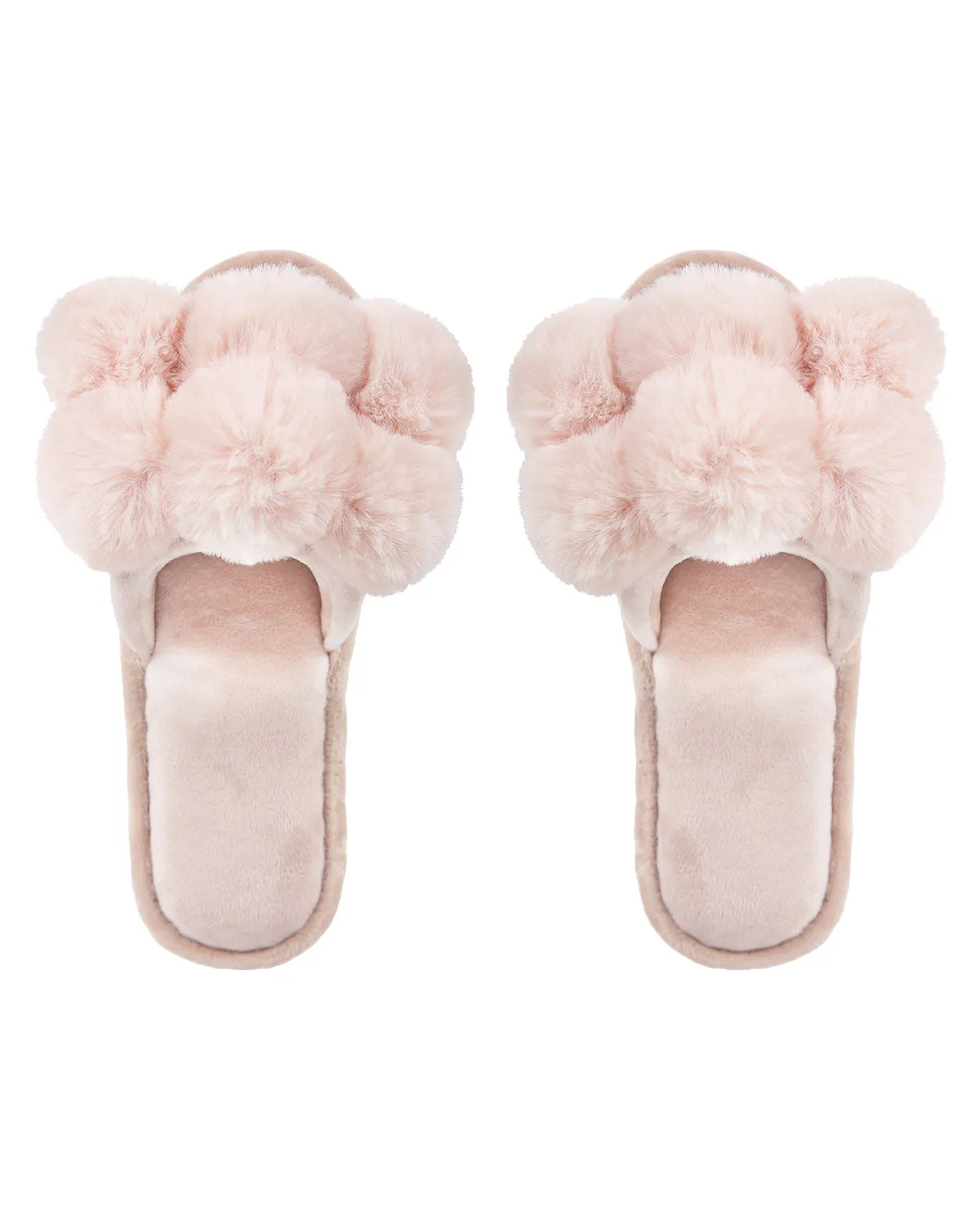 Women's Luxe Pom-Pom Memory Foam Plush Slippers